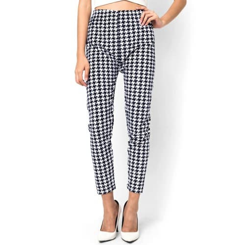 Dress_ Skinny Legging Pants Houndstooth Cotton for Womens
